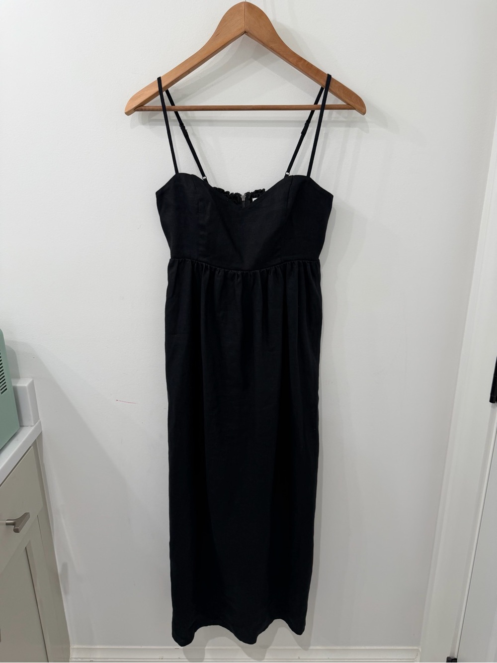 NEW Reformation Odette Black Linen Midi Dress Size 4 - Picture 5 of 9